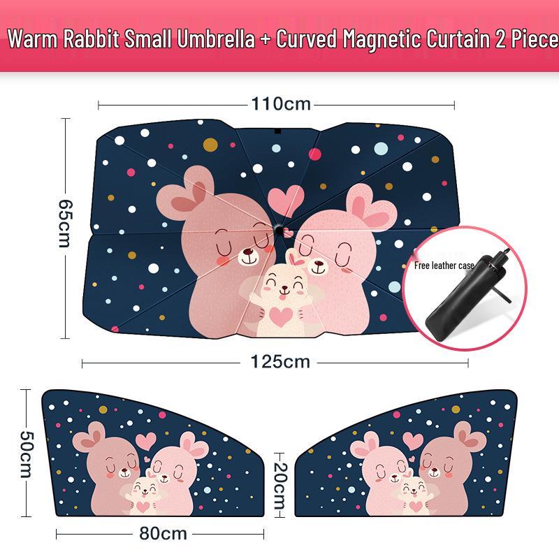 Cartoon Car Sunshade Umbrella for Front Windshield - Heat Insulation Protection