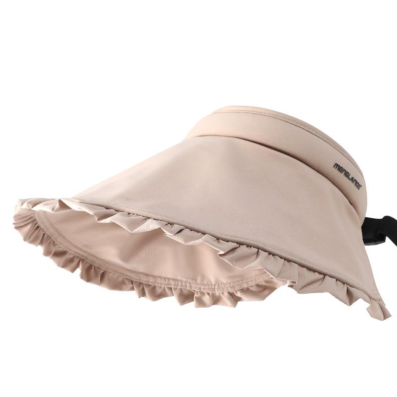 Women'S Uv Protection Empty Top Sun Hat Fashion Ruffle Edge Headband Shell Hat Outdoor Sun Protection Travel