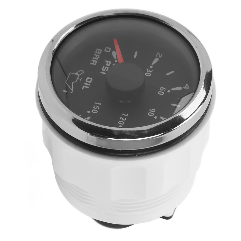 Oil Pressure Gauge Pointer 52mm 2.0in 10‑184 Ohm Colourful Backlight Adjustable Universal for Cars BoatsBlack
