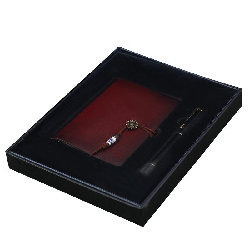 Custom Logo Leather Strap Notebook - Retro Travel Journal & Office Pocket Notebook