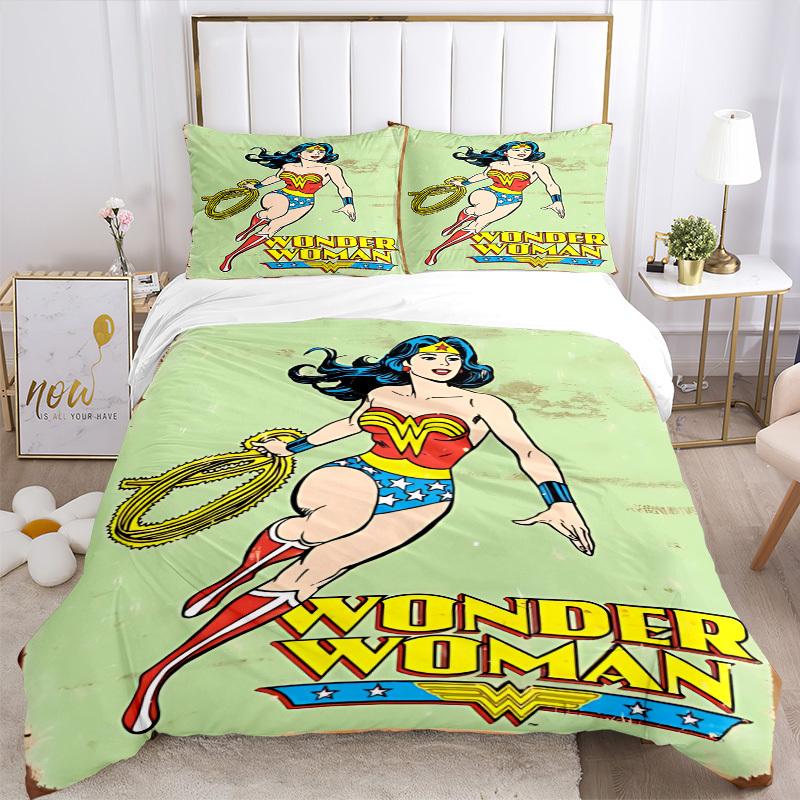 3pcs Wonder Woman Cover Set,Soft Comfortable Duvet Cover,Guest Room (1*Duvet Cover + 2*Pillowcases, Without Core) Yy251024009