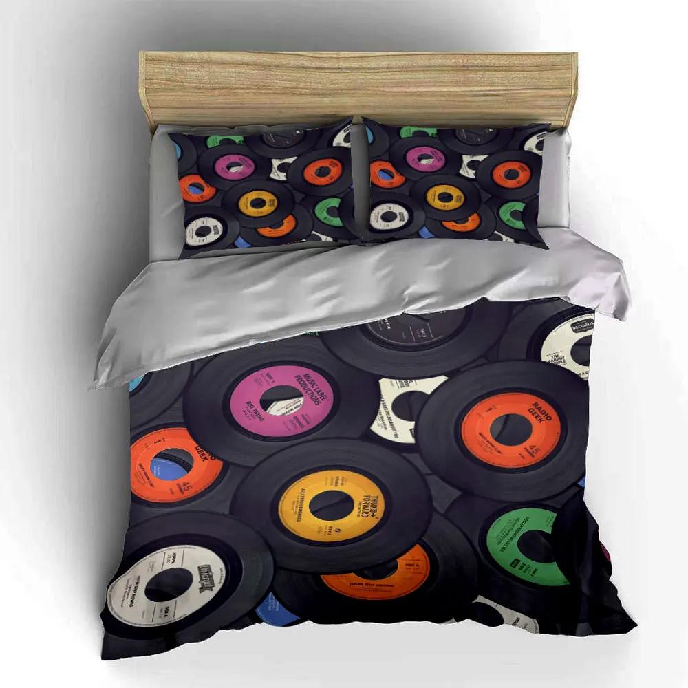 "Vintage Vinyl Record Decor Set" Multiple Sizes Kid's and Adults' Bedroom Exquisite 3PC Bedding Set Gift