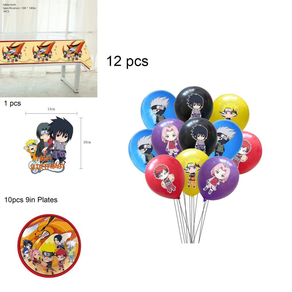 Živé párty potřeby k narozeninám s tématem Naruto Ninja Včetně bannerů a ozdob na dort