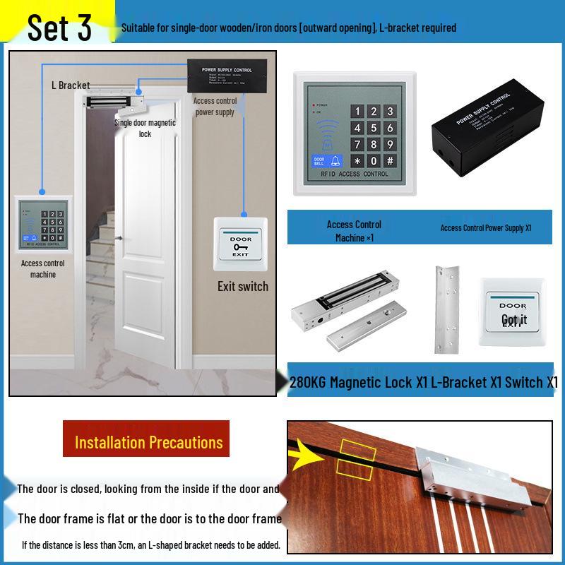 Sistema de Controle de Acesso Ativado por Senha com Leitor de Cartão e Fechadura Eletromagnética para Porta de Vidro
