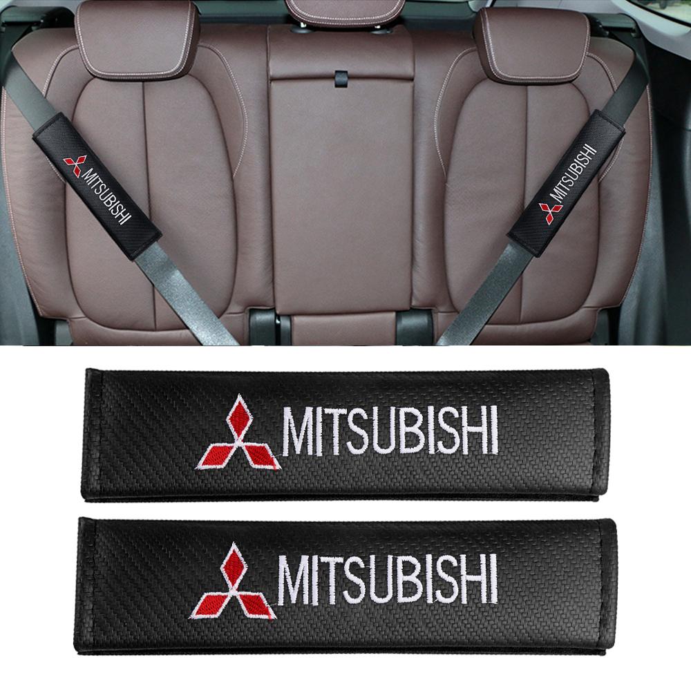 wzvc4 2PCS Carbon Fiber Seat Belt Cover Comfortable Car Shoulder Protector Interior Accessories For Mitsubishi Ralliart L200 Outlander