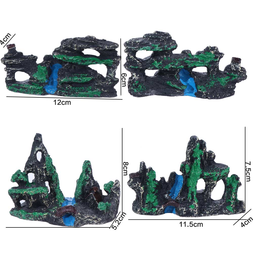 Unique Aquarium Rockery Figurines Realistic Handmade Rock Mountain Statue Resin Craft Simulation Stone Statue
