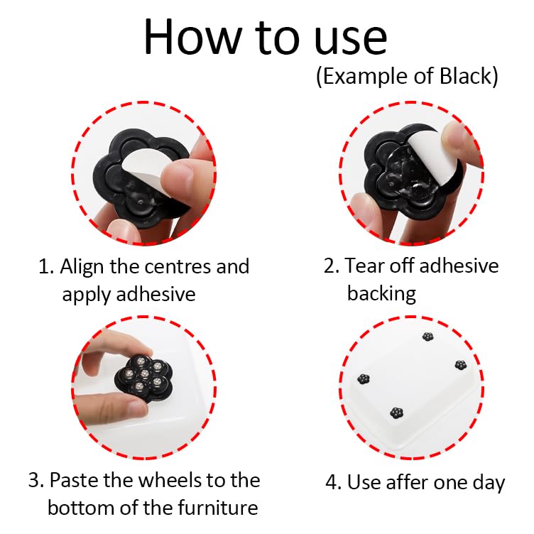 8 Pcs Self Adhesive Mini Caster Wheels 360° Swivel Appliance Wheels Stainless Appliance Sliders for Kitchen Appliances, Small Furniture (White)