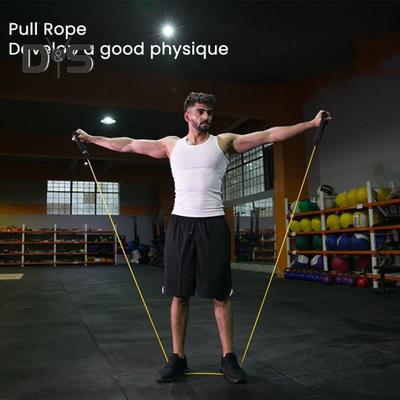 Fitness Resistance Band with Anti-slip Handle Portable Men Women Arm Shoulder Stretch Strength Training Leg Toning Exercise Elastic Strap Tension