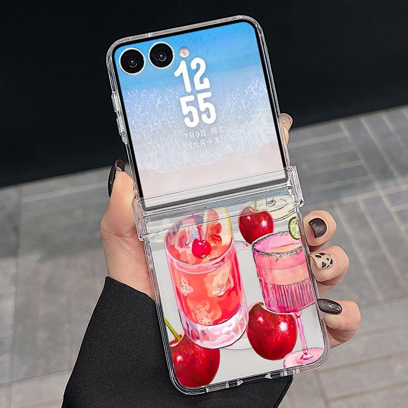 Lovely Cherry Fruits Print Case For Samsung Galaxy Z Flip 8 7 FE 6 5 4 Flip7 Flip6 Flip8 Hinged Magnetic For Magsafe Hard Folding Phone Cover