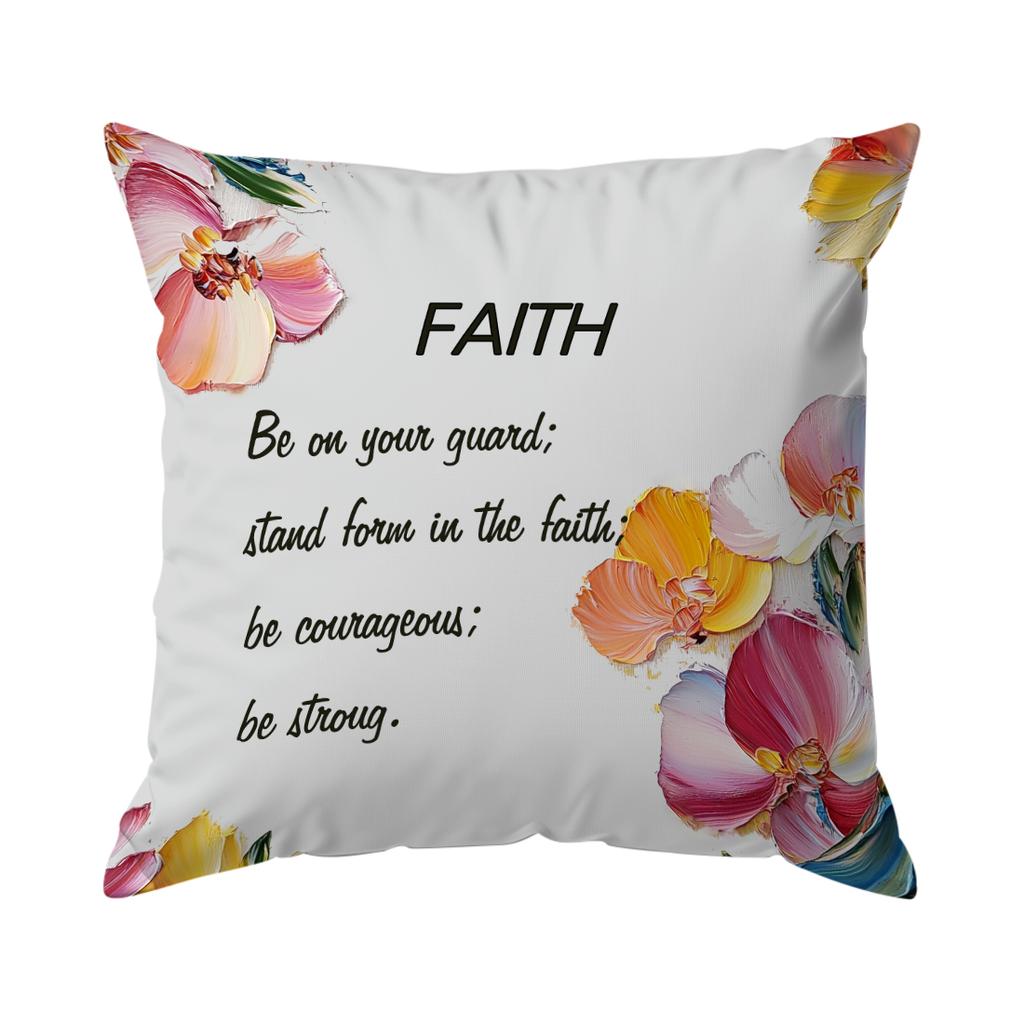 Spring Oil Painting And Faith Quotes Cushions Pillowcase Polyester Cushion Cover Throw Pillow Pillowcover Home Car Sofa Decor