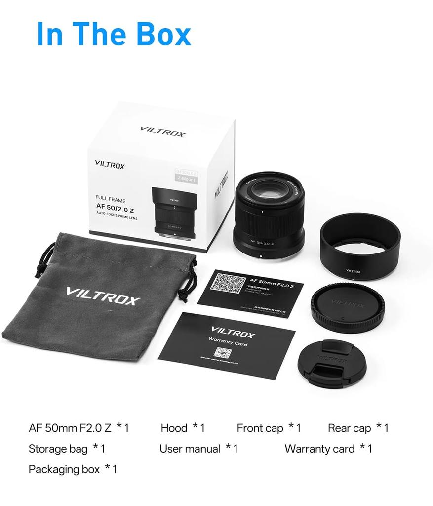 VILTROX 50mm AF 50mm for Nikon Autofocus Large Aperture Lens for Nikon Z6 Z7 ZFC F2.0 Z-Mount Full-Frame Lens, f/2.0 Z-Mount, Z5, Z6, II, Z7, II, Z8,