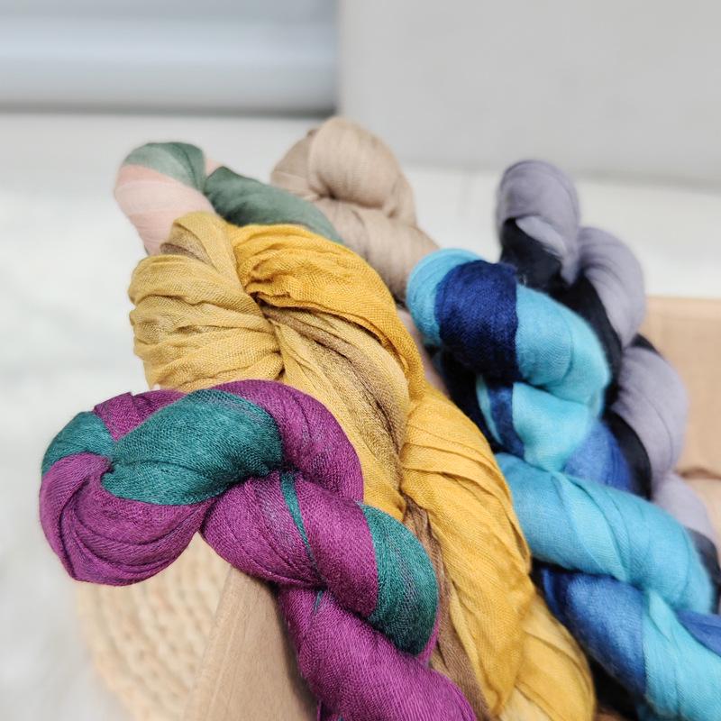 Floral Silk Braided Scarf: Versatile Spring & Autumn Pleated Shawl