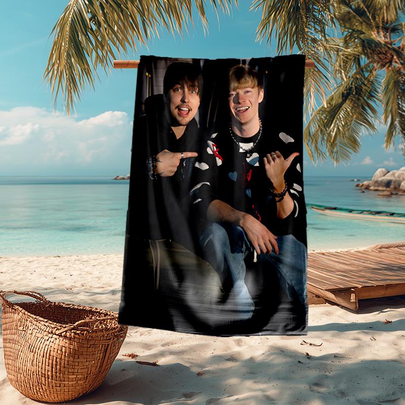 Ultra-Soft Beach Towel with Sam and Colby Theme,Ideal for Pool - Camping, Diving - Perfect Travel Essential, Vibrant Beach Towel.
