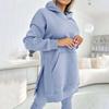 Set da 2 pezzi da donna top e pantaloni felpa con cappuccio a maniche lunghe con orlo a fessura pantaloni a vita elasticizzata aderenti tuta sportiva fitness abbigliamento casual per la casa outfit scolastico