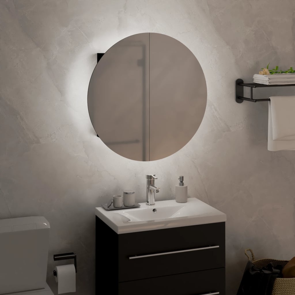 Vidaxl Szafka Łazienkowa Z Lustrem I Led, Czarny, 40X40X17,5 Cm