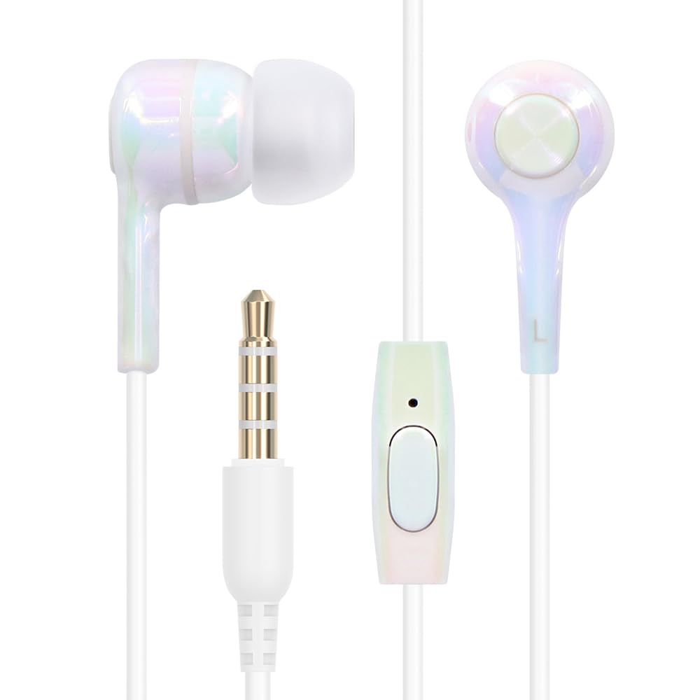 

Owltech Wired Earphones with Remote Ear Tips Bass Stereo Smartphone Aurora Microphone, 3.5mm Plug, Hands-Free Calling, Control, (XS/S/M/L), & Treble,