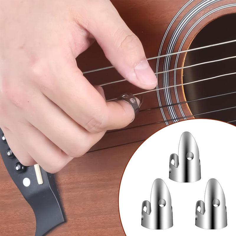 6-Piece Banjo Plectrum Set Stainless Steel Guitar Plectrum Plastic Guitar Thumb Plectrum Adjustable Guitar Plectrum