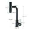 Gunmetal Grey Pull-out Kitchen Sink Faucet, Water Flow Spout, Stainless Steel, Hot and Cold Water Mixer, Deck Mounted Faucet