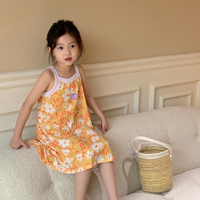 Girls' Cute Summer Sleeveless Nightgown Pajamas