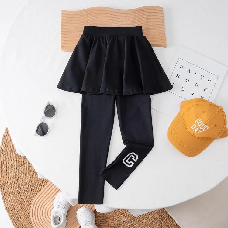 

Юбка-шорты для девочек, новые детские брюки-кюлоты, облегающие эластичные брюки, поддельные леггинсы из двух частей для йоги, повседневные леггинсы для подростков, школьные танцевальные колготки для детей 4–12 лет 150cm чёрный