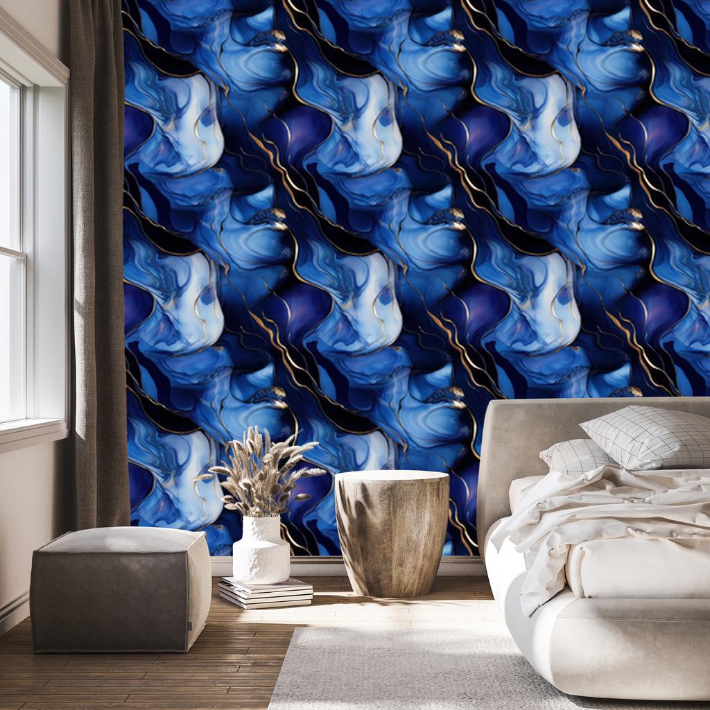 Wallpaper Ink blue, navy blue, black and azure 50x1000