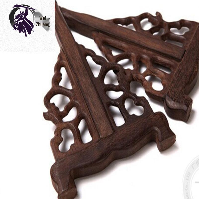 Rosewood Dragon Head Brush Holder for Calligraphy - 6 Hooks, 12 Needles