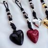 Chinesischer Stil Handgefertigter Handyanhänger Liebesherz-Anhänger Einfache Perlenkette Handy-Lanyard Trendige Damen Y2K Accessoires