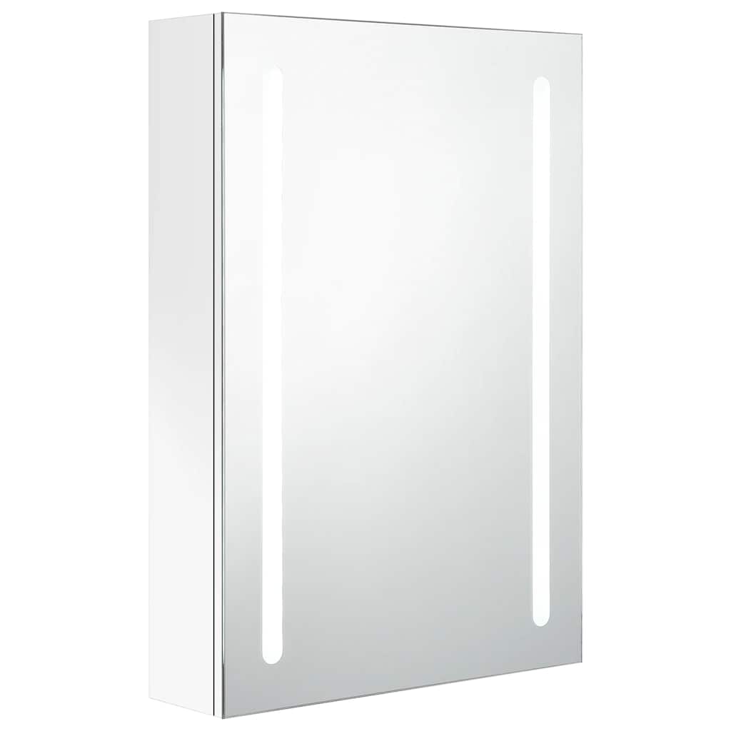 LED Bathroom Mirror Cabinet Glossy White 50 X 13 X 70 Cm