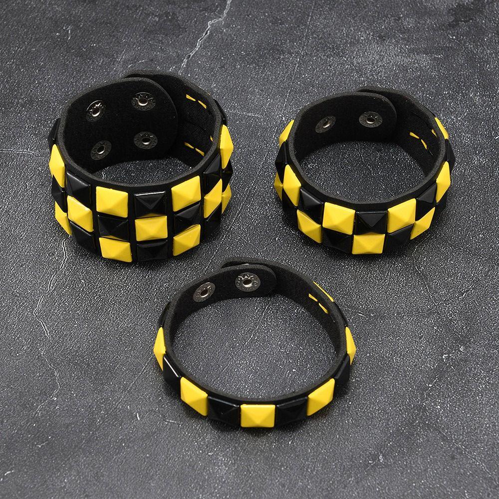 Vintage Big Wide Bracelet Contrasting Gothic Punk Bracelet Rivets Leather Wristband Male Female