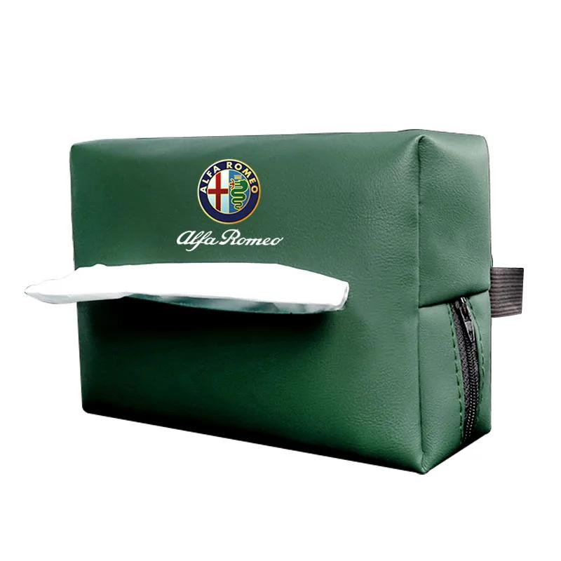 Car Stickers For Alfa Romeo Leather Car Tissue Box Sun Visor Seat Back Hanging Bag Accessories For Alfa Romeo 4C 159 166 Spider
