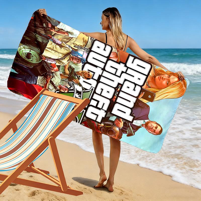 Grand Theft Auto V: Asciugamano da spiaggia Crime Chaos Asciugamano da spiaggia per foto vacanza Portatile per viaggio nuoto mare asciugatura rapida asciugamano da nuoto