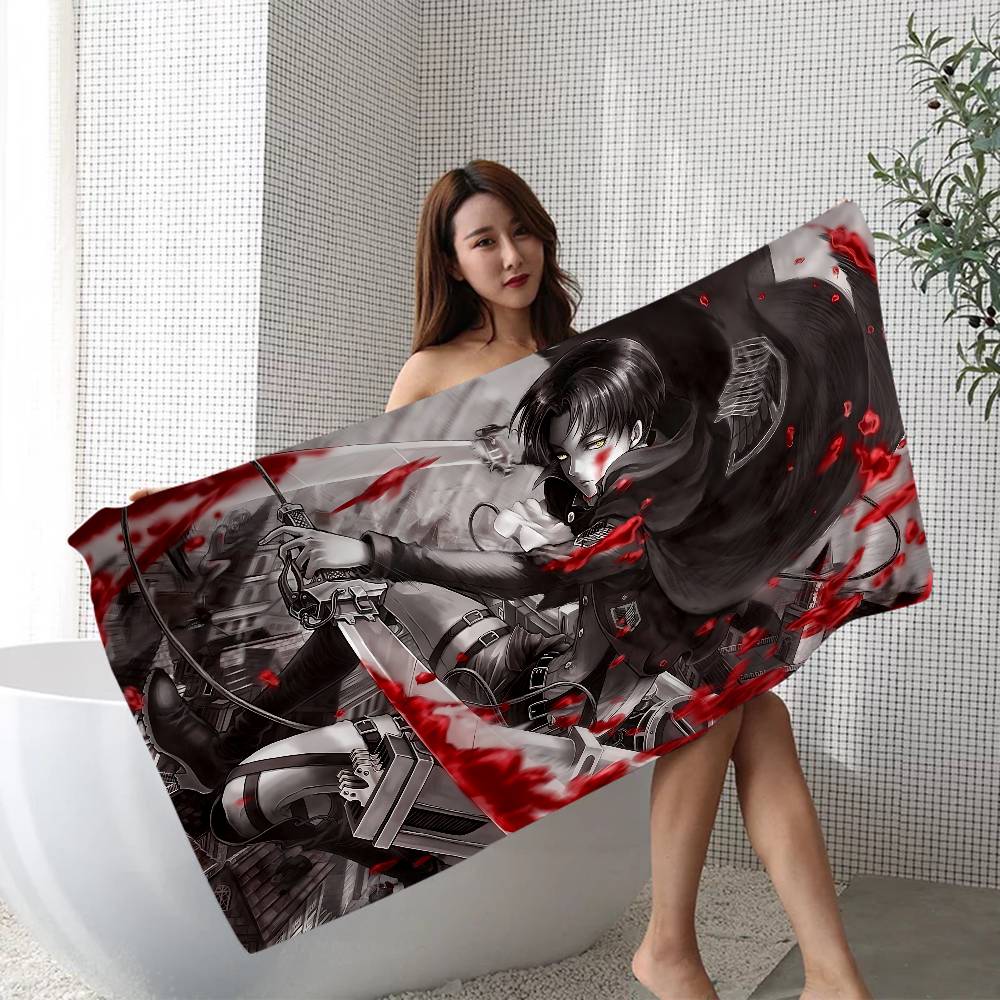 A-Attack O-On T-Titan Levi Ackerman Microfiber Beach Towel Absorbent Quick Dry Soft Yoga Swimming Resort Mountain Climbing Towel