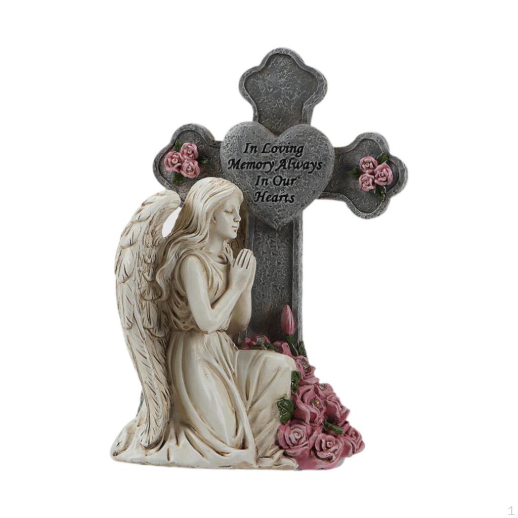 Angel Cross Figurine for Garden, Solar Light Decoration Outdoor