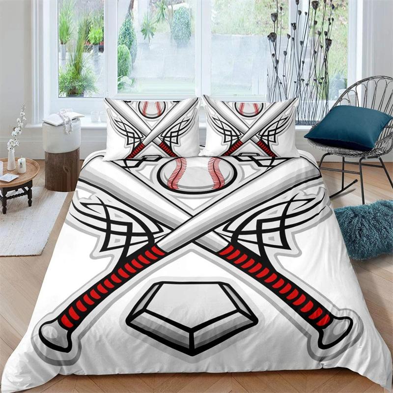 Sport Baseball Konge Dundyne Trekk 3D Ball Sengetøy Sett Gutter Tenåringer Konkurranse Dynetrekk 2/3 stk Polyester Dyne Trekk