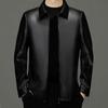 Haining is so good leather jacket spring and autumn new men's middle-aged and elderly fashion business lapel leather jacket sheepskin pattern jacket
