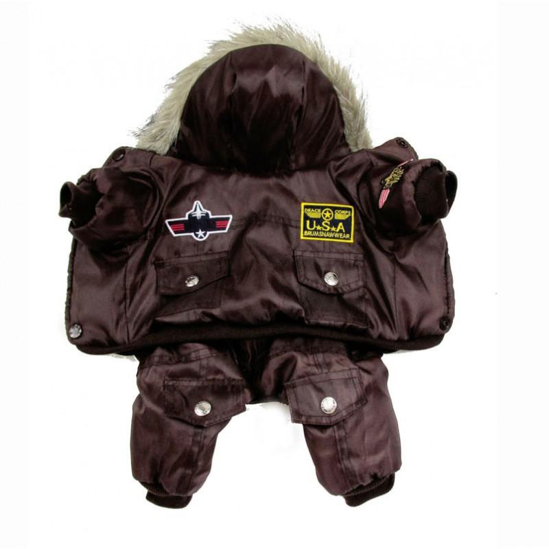 Winter Pet Dog Warm Cotton Jumpsuit Small Medium Large Breeds Blue Red Coffee Military Style