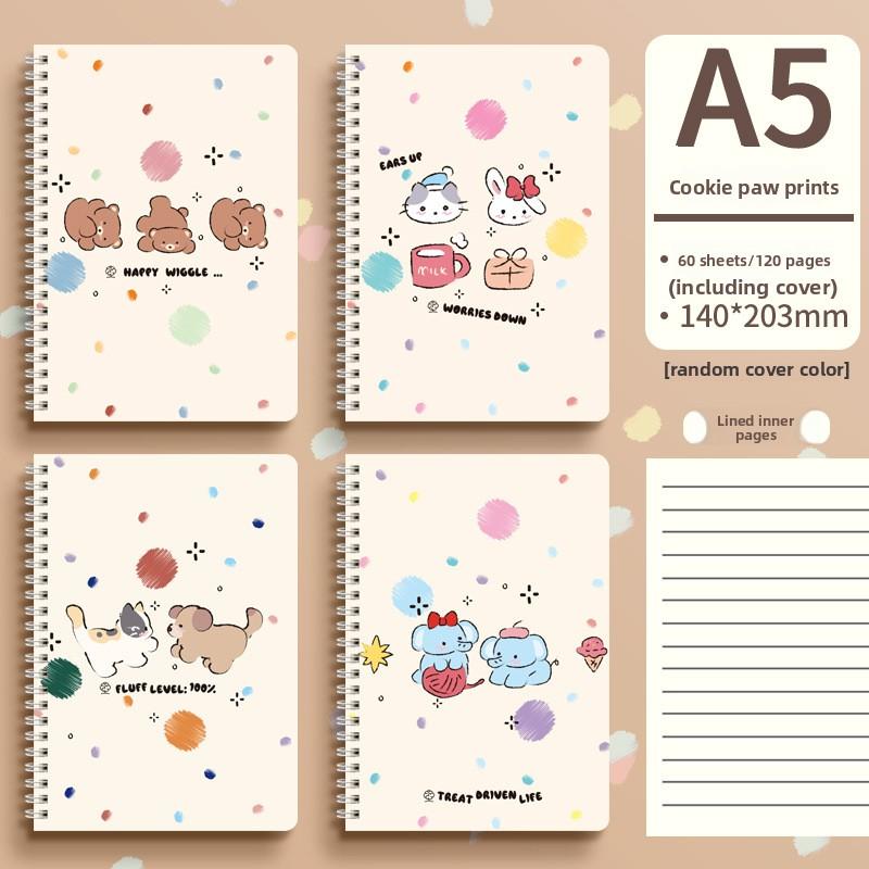 Coil Thickened Paper Hard Shell Cover Student Horizontal Line Cute Animal Notebook Notepad