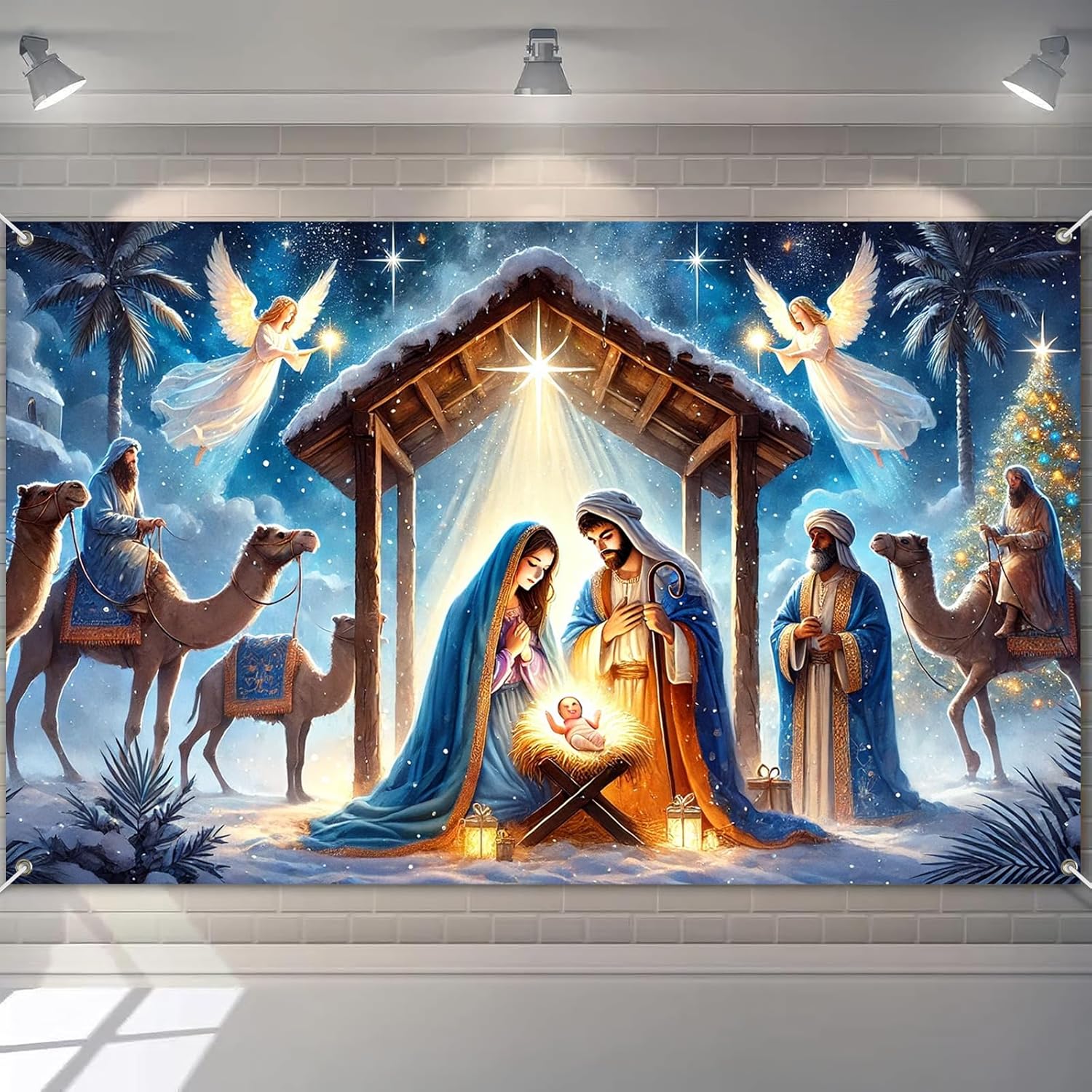 

Різдвяний Вертеп Сцена Народження Ісуса Задник Різдвяна Прикраса Фон Зимовий Задник Декорації Для Фотостудії Фотобудки Різдвяної Вечірки W100*L75cm
