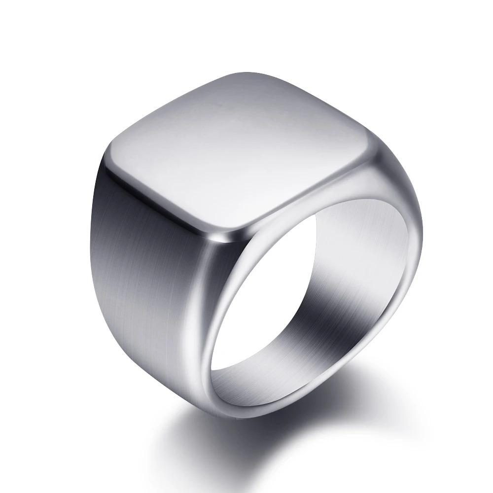 Customized Women Signet Ring Name Letter Pattern Logo Stainless Steel Rings Punk Candid Fashion Jewelry Male Wedding Accessories