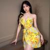 Internet Celebrity Douyin Yellow Robe Sexy Suspender Kimono Passion Free Fat MM Hot Suit