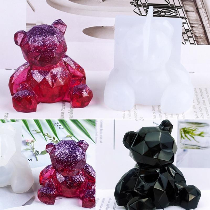 Handicrafts Soap Plaster Candle Resin Casting Mold 3D Handmade Geometric Bear Mold DIY Car Aromatherapy Silicone Mold