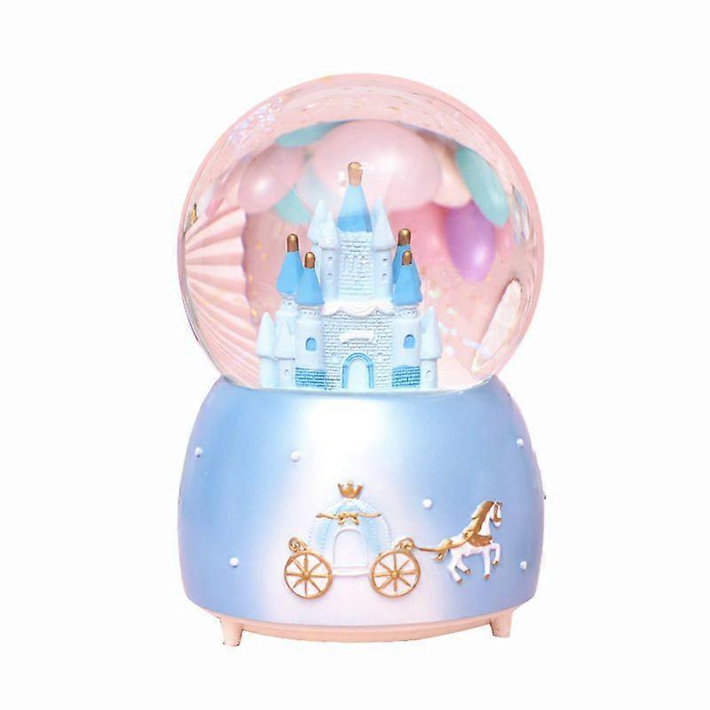 Fairytale Castle Crystal Ball Enchanted Carriage with Glittering Snowfall Music Box Christmas Decorations