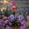Nature Inspired Outdoor Accents Solar Glass Cracked Ball Garden Light, Butterfly Hummingbird Metal Weather Resistant Lawn Ornaments Stake Waterproof