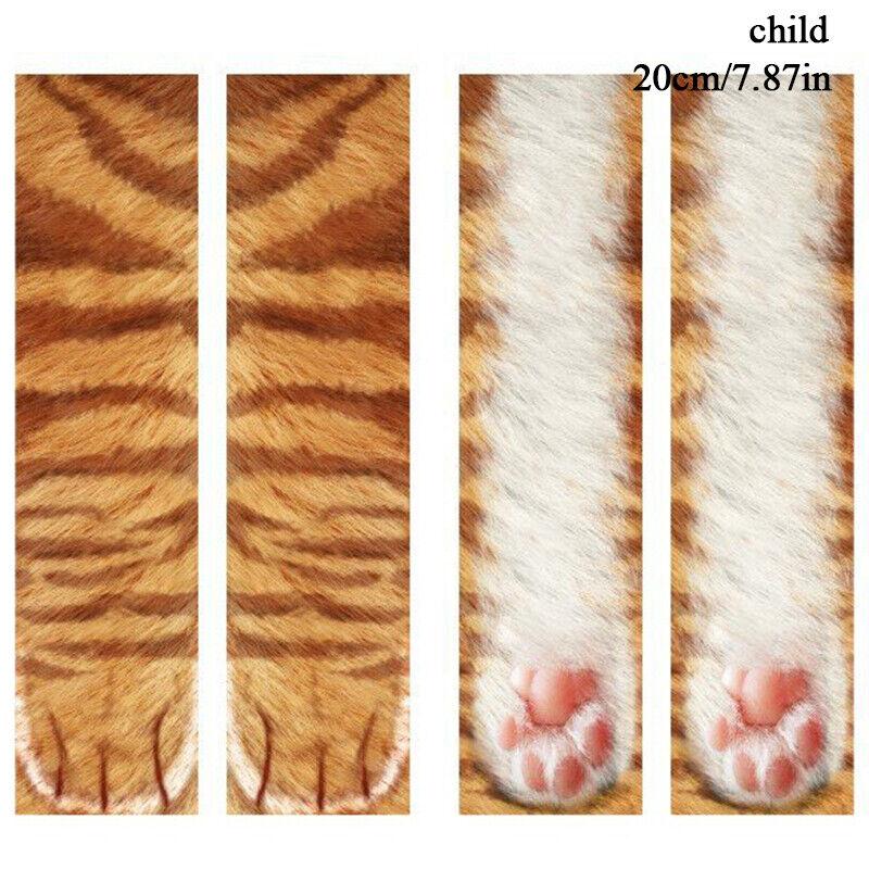 

Забавные эластичные носки унисекс для взрослых и детей, носки с 3D принтом в виде лап животных, Великобритания child cat