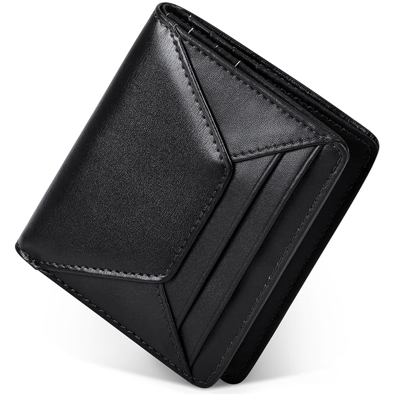 

[NUBILY] wallet men s bifold genuine leather compact With coin purse Thin light With button Holds 10 cards bifold wallet For men with gift box
