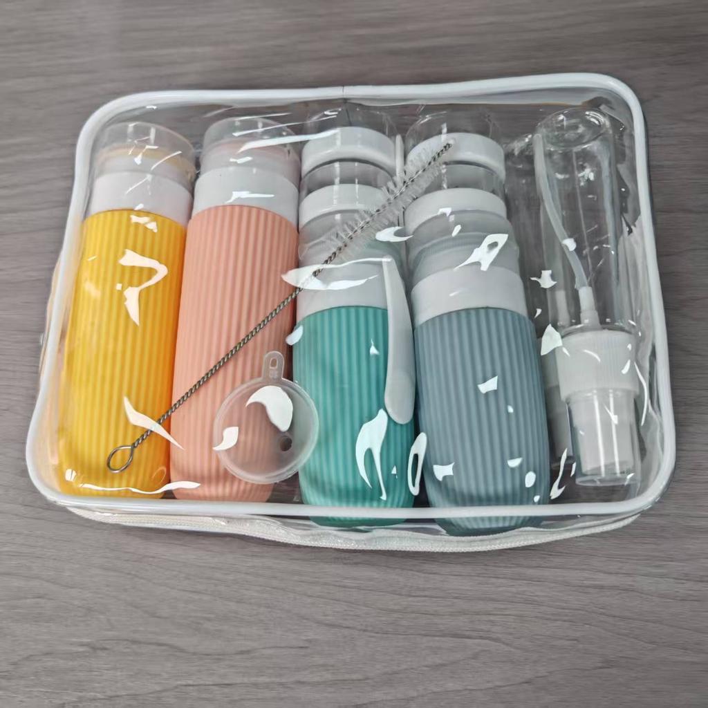 16Pcs Silicone Travel Bottles Set Leak Proof Squeezable Toiletries Containers Refillable Tubes Cosmetic Bags