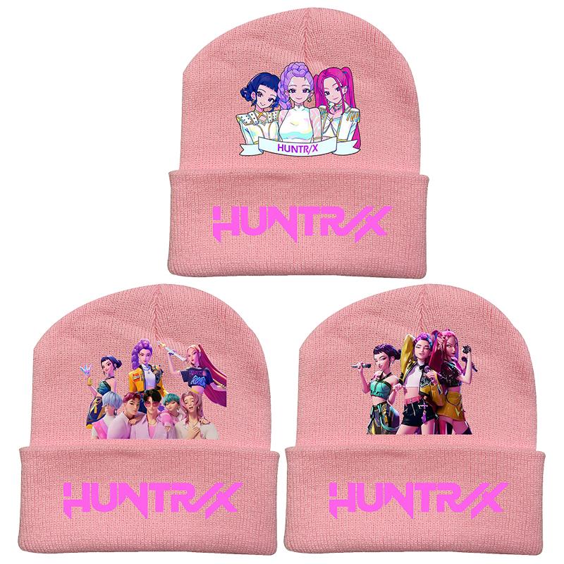 K Pop Dämonenjäger Cartoon Buchstaben Print Strickmützen Herbst Winter Erwachsene Outdoor Warme Mütze