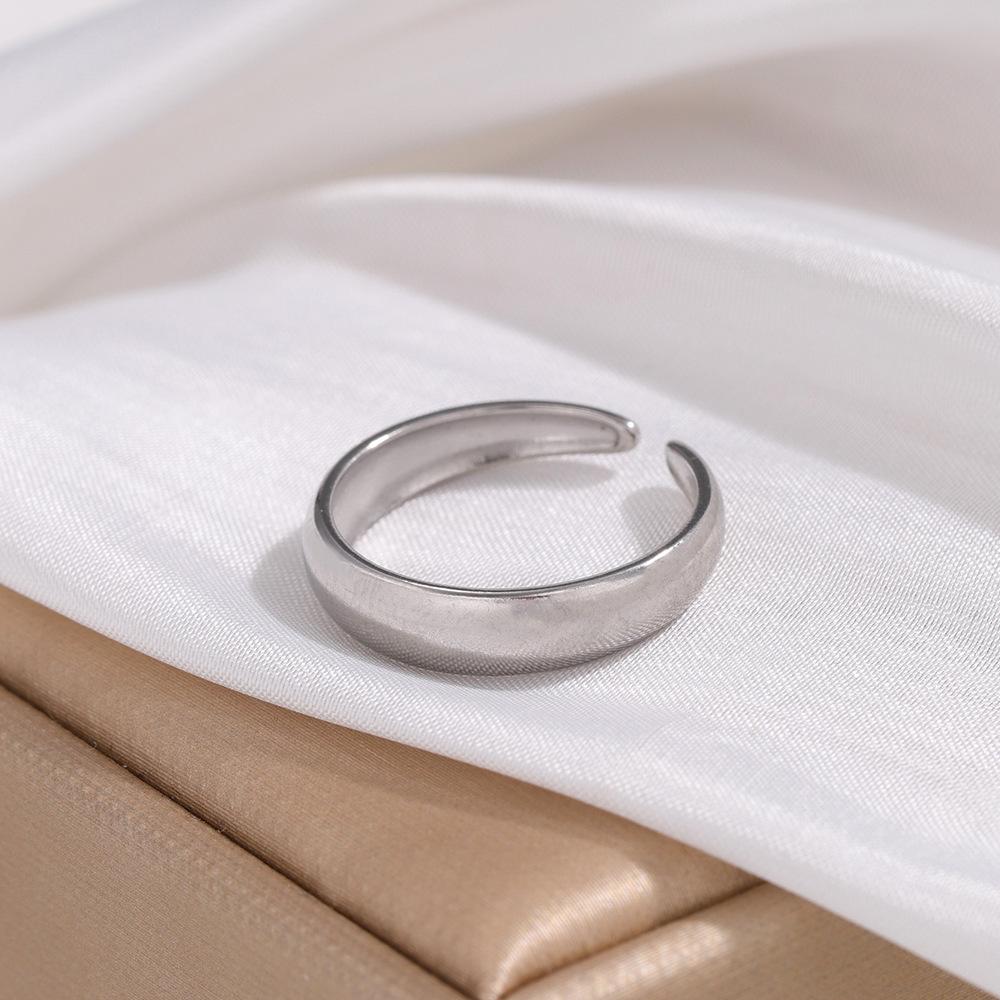 Classic Polished Plain Silver Gold Color Band Ring For Women Stainless Steel Open Ring Vintage Luxury Jewelry Accessories Gift