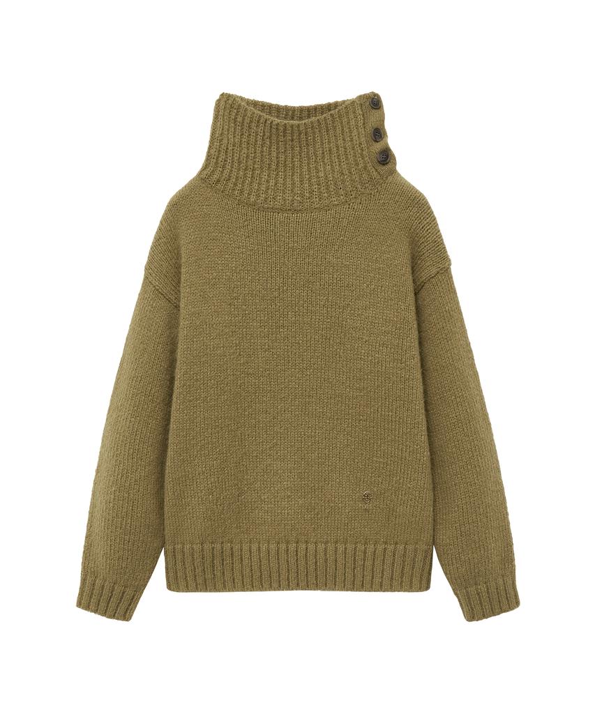 Malittepeulangsowajeobeo Buttoned Placket Turtleneck Sweater Brown