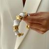 Vintage Punk Irregular Geometry Twisted Open Bangle for Women Hip Hop White Enamel Wide Chunky Bangle Charms Party Jewelry